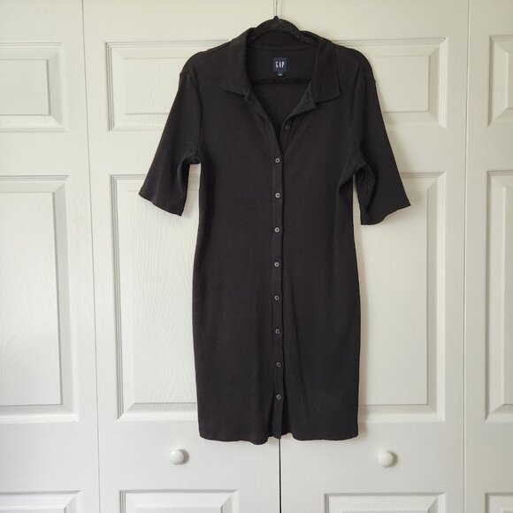 GAP | Button up Mini Dress | Black | Size L - Picture 1 of 6